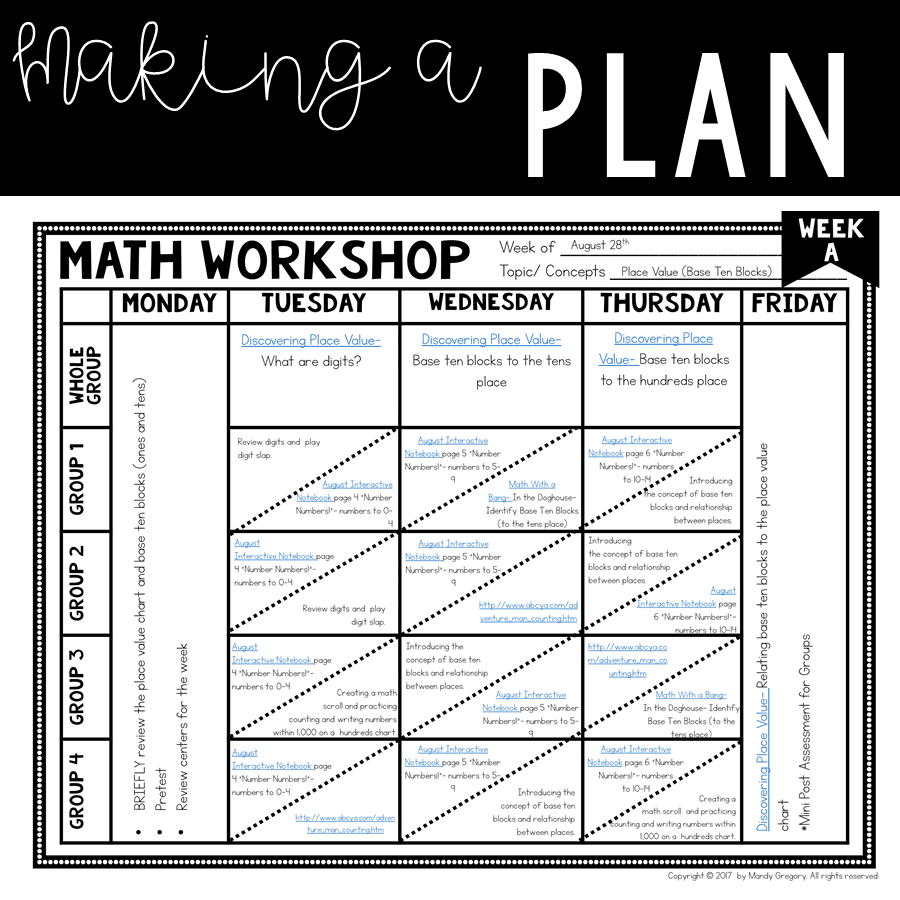 Sample plan for teaching place value in second grade